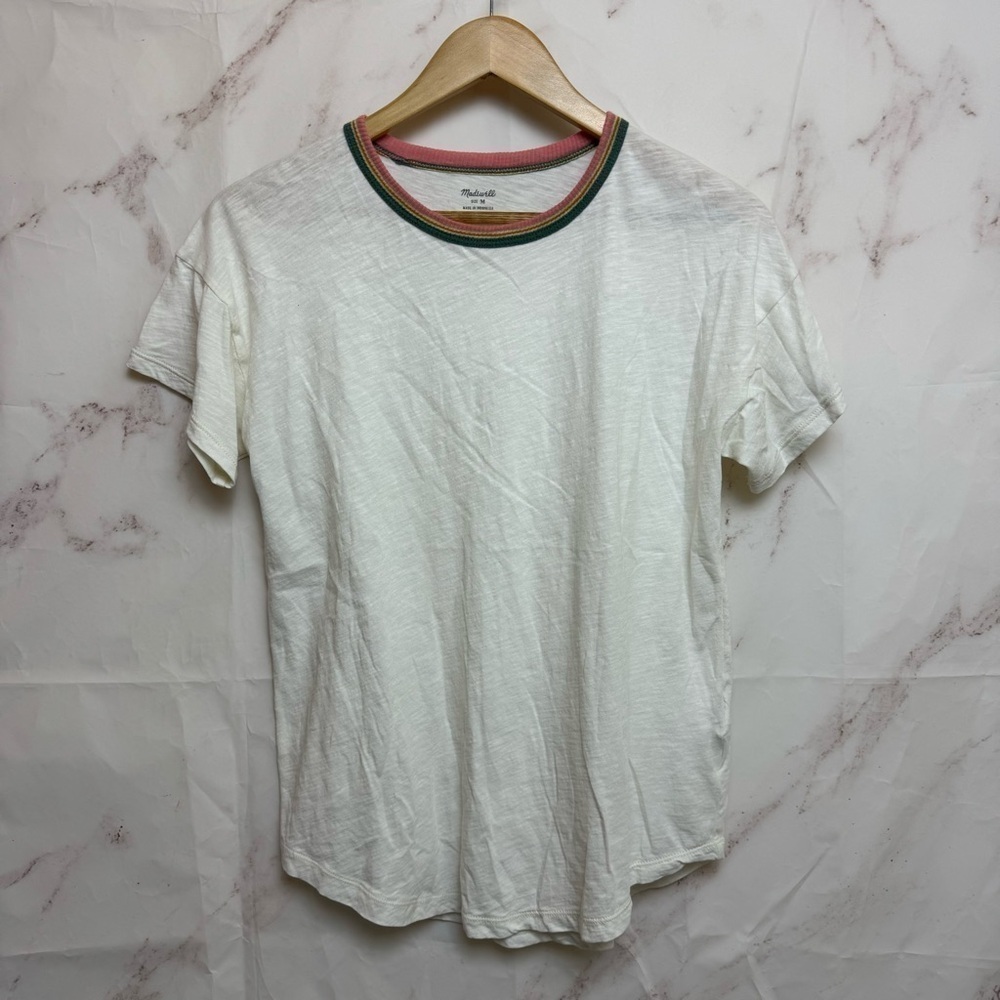 Madewell Cotton Striped Neck Short Sleeve Tee - A34